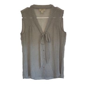 LOFT Petites Grey + White Polka Dot Button Down